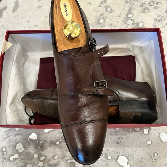 Mens Salvatore Ferragamo brown double monk strap size 9 - Picture 2 of 8